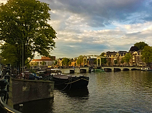 Skinny Bridge over the Amstel river in centre of Amsterdam