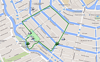 Thumbnail map of a Leidse loop walk in Amsterdam